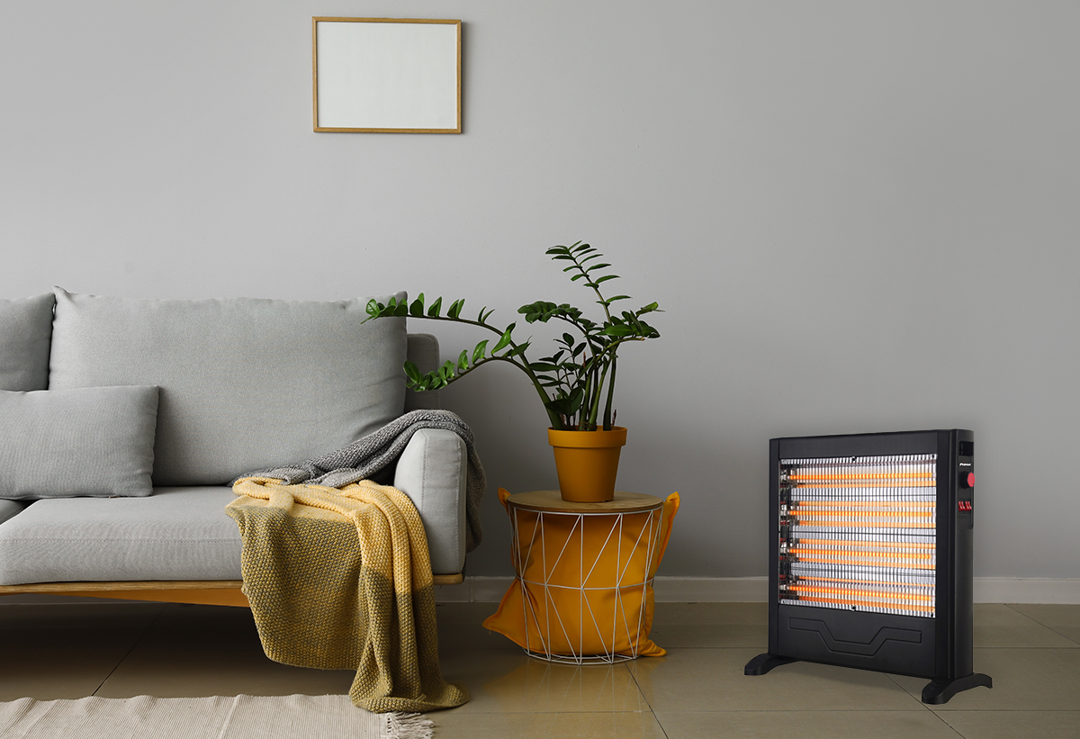 Εδώ απεικονίζεται η θερμάστρα στο χώρο του σαλονιού.